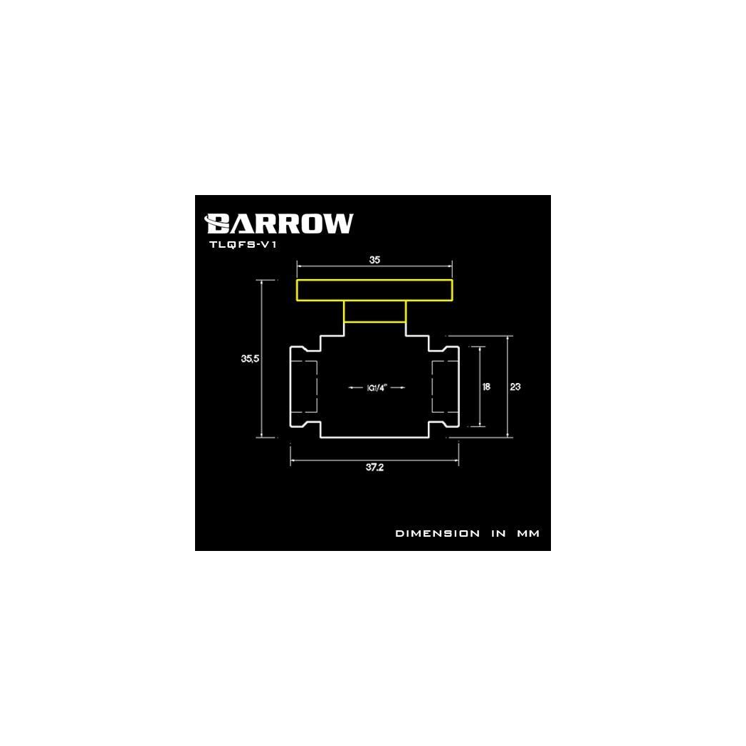 Barrow G1/4 Mini Ball Valve, Matt Silver Handle - Black