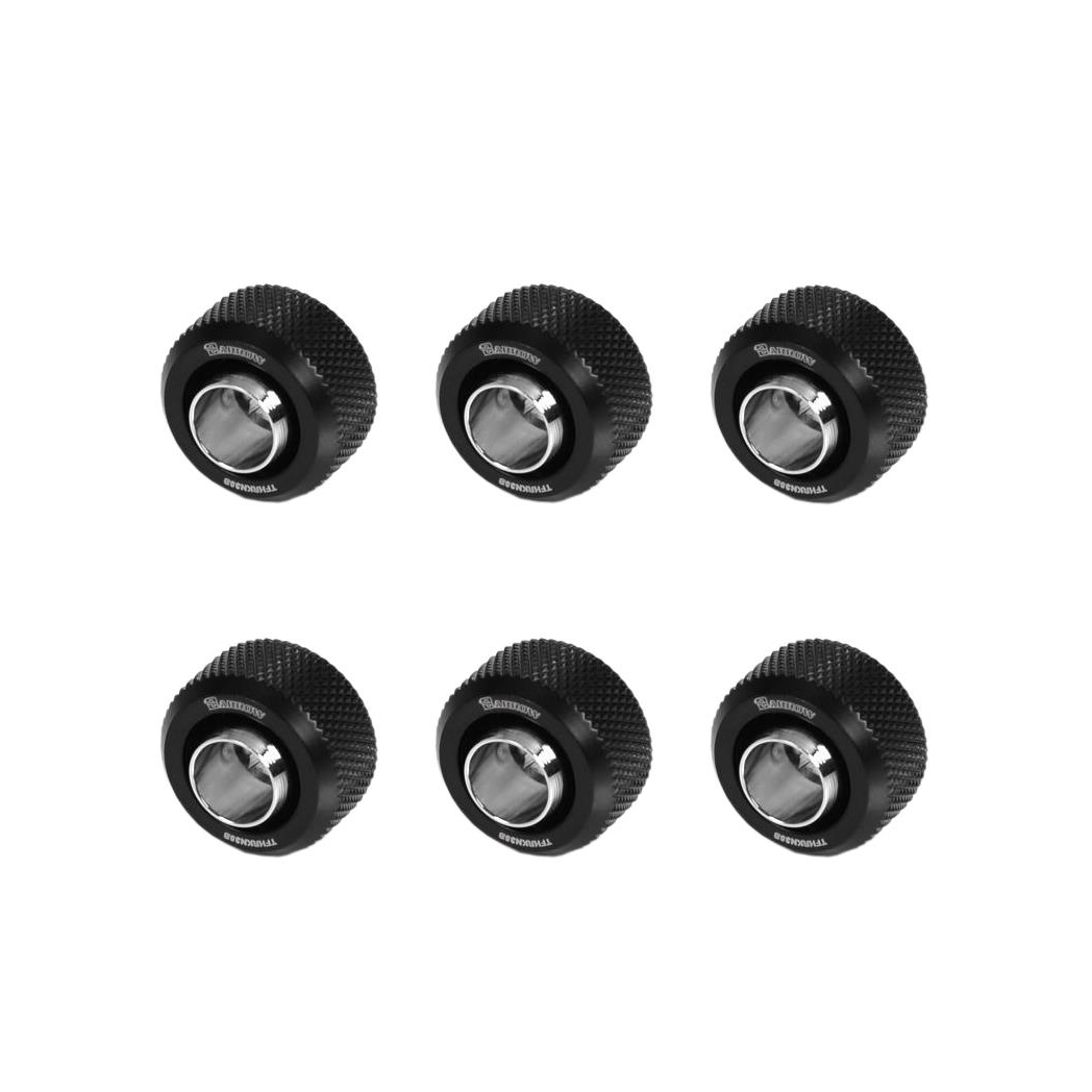 Barrow G1/4 - 13/10mm Flexible Tube Compression Fitting - Black (6 Pack)