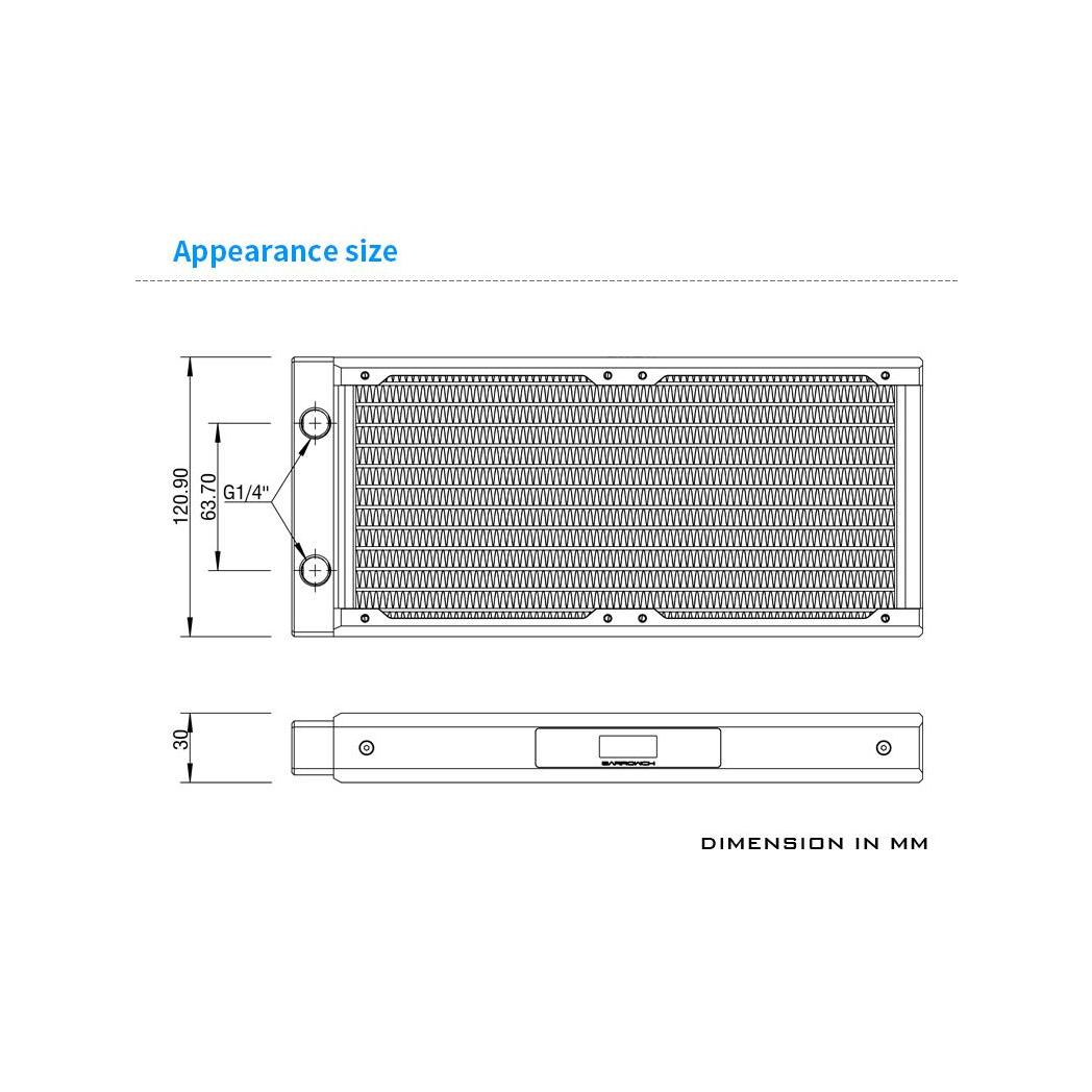 BarrowCH Chameleon Fish 240P OLED Copper Radiator (2x120mm) - Black / Black