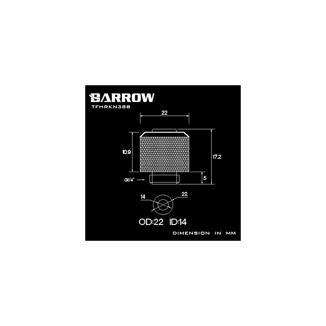Barrow G1/4 - 13/10mm Flexible Tube Compression Fitting - Shiny Silver (6 Pack)