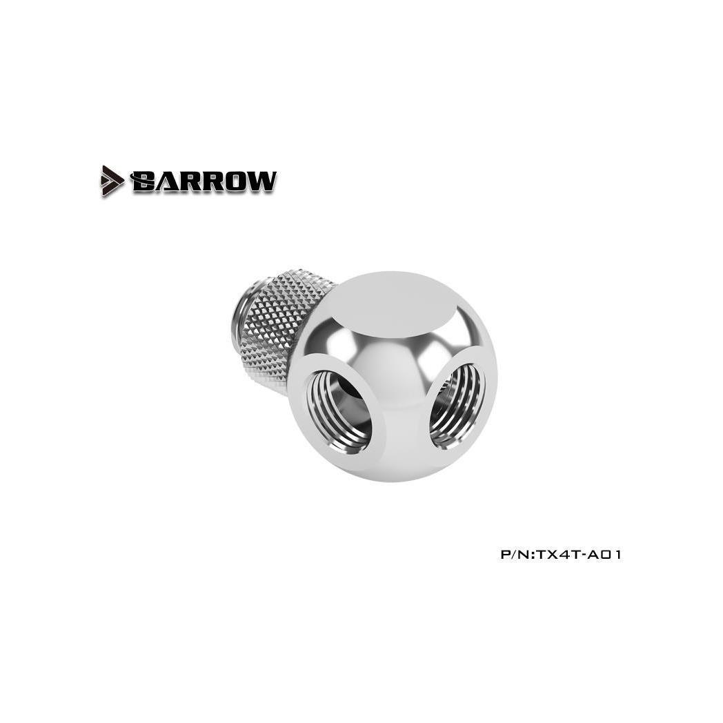 Barrow G1/4 Male Rotary - G1/4 Female 4 Way T-Splitter - Silver