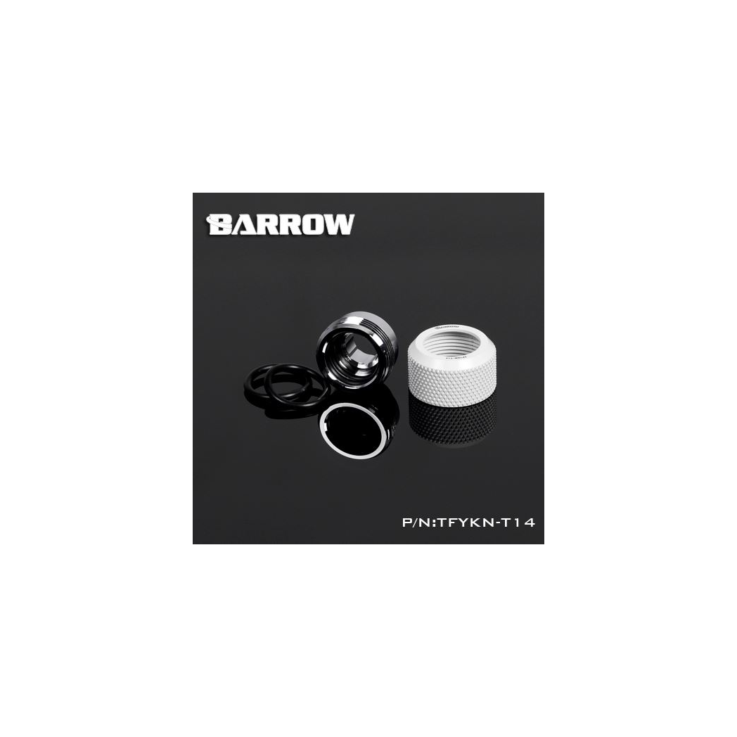 Barrow G1/4 - 14mm OD Twin Seal Hard Tube Compression Fitting - White (6 Pack)