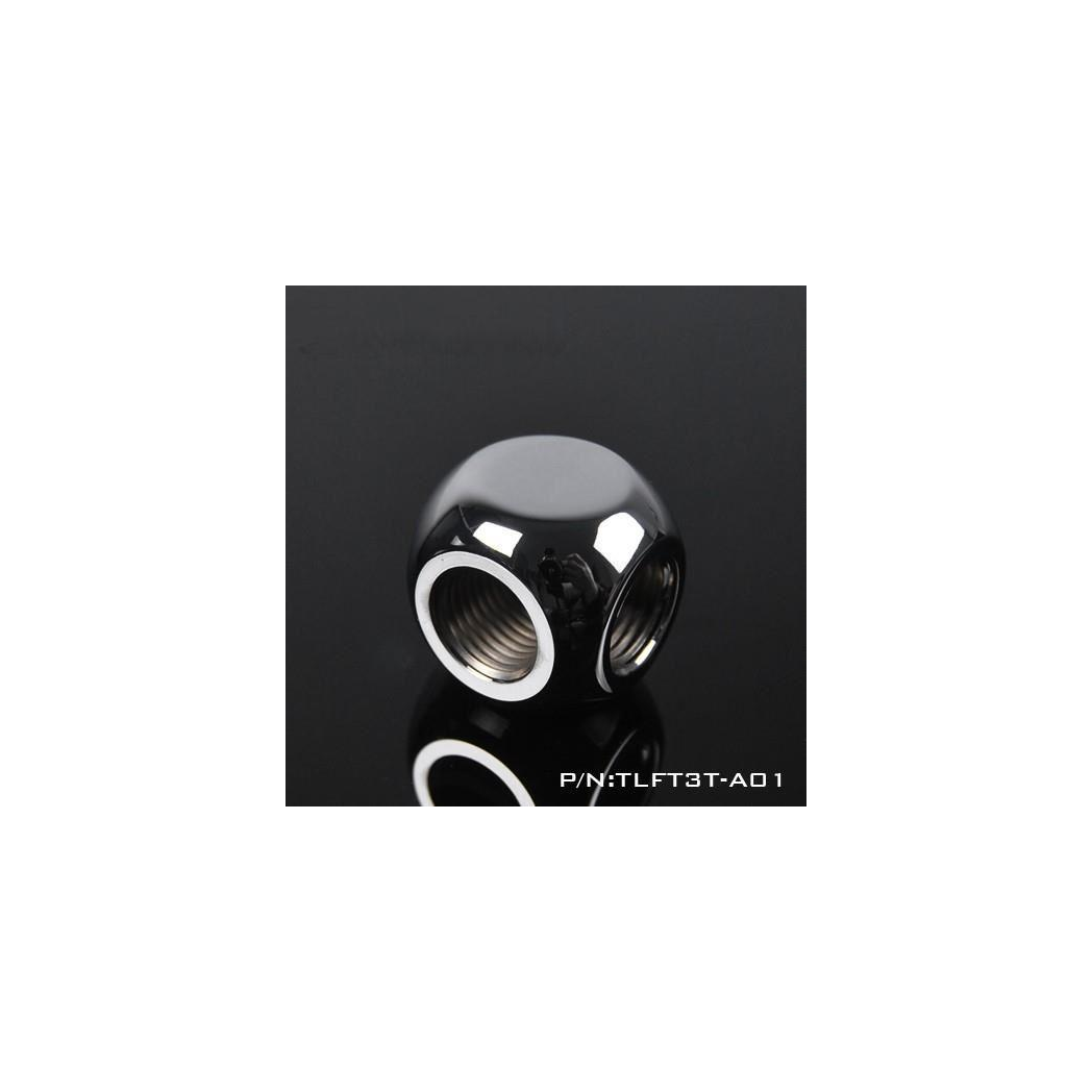Barrow G1/4 Female 3 Way T-Splitter - Shiny Silver