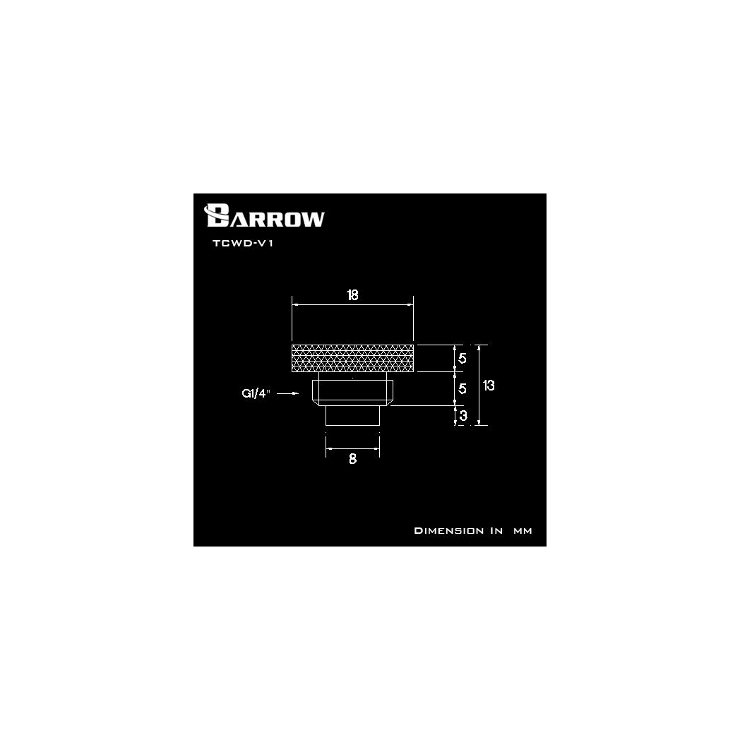 Barrow G1/4 - 10k Temperature Sensor Blank Plug - Black