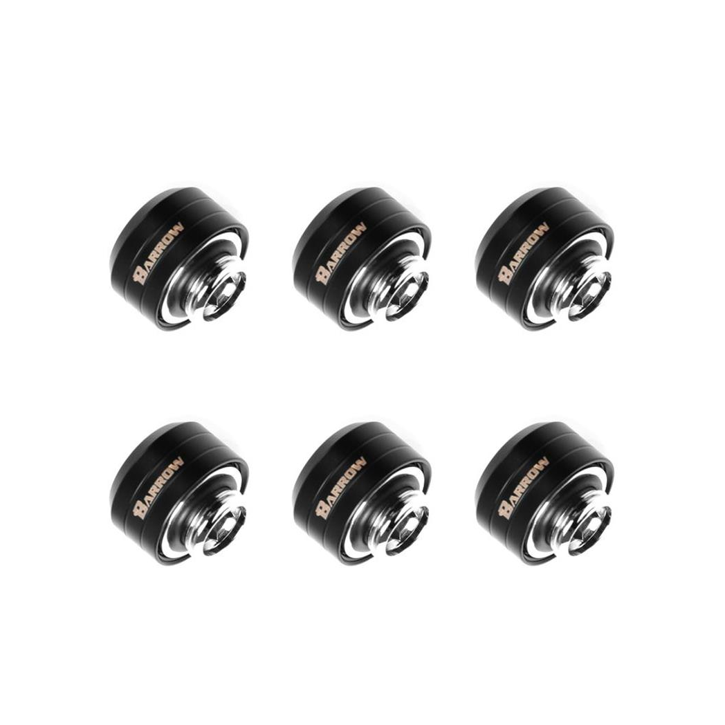 Barrow G1/4 - 14mm OD Twin Seal Hard Tube Fitting (Smooth) - Black (6 Pack)