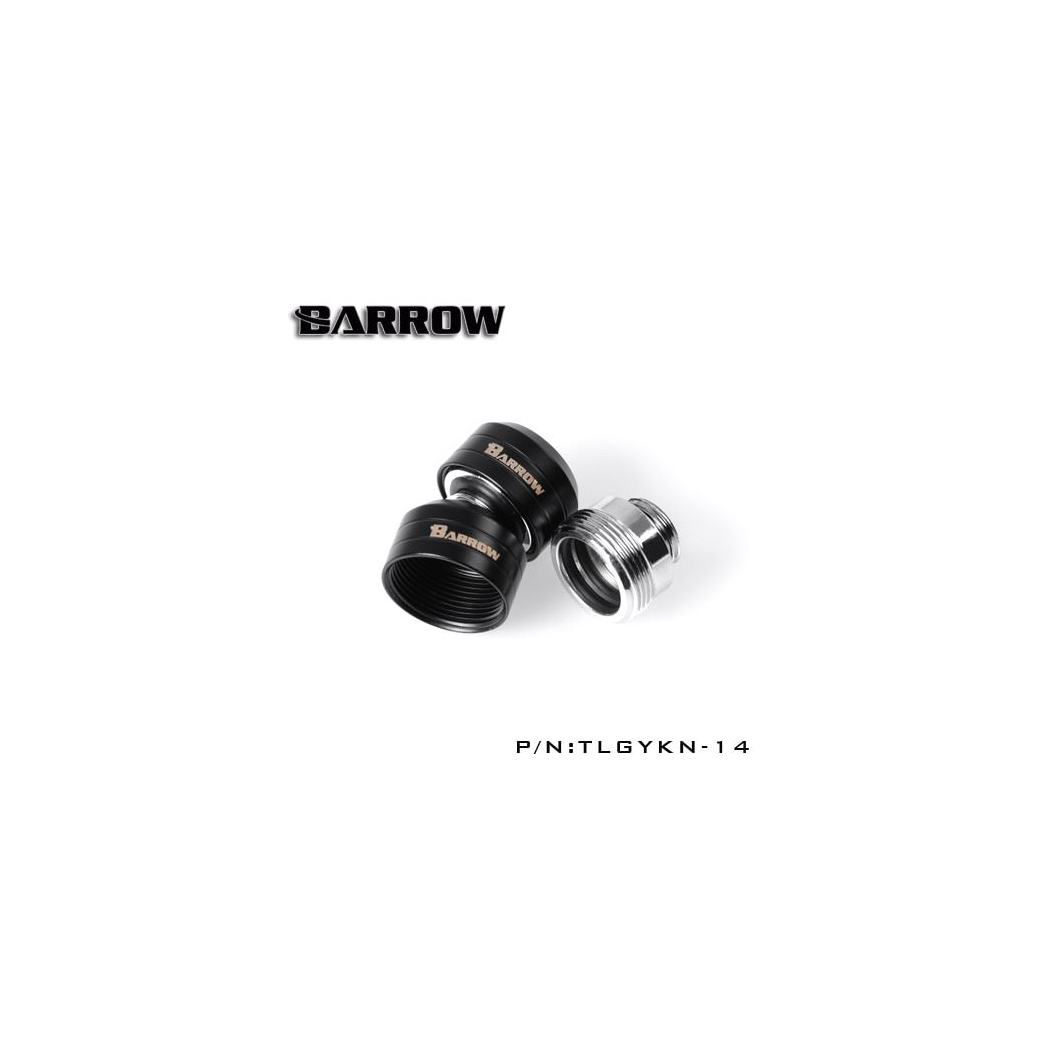 Barrow G1/4 - 14mm OD Twin Seal Hard Tube Fitting (Smooth) - Black (6 Pack)