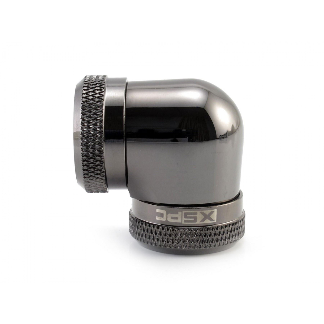 XSPC 14mm Rigid Tubing 90 Elbow Fitting (Black Chrome)