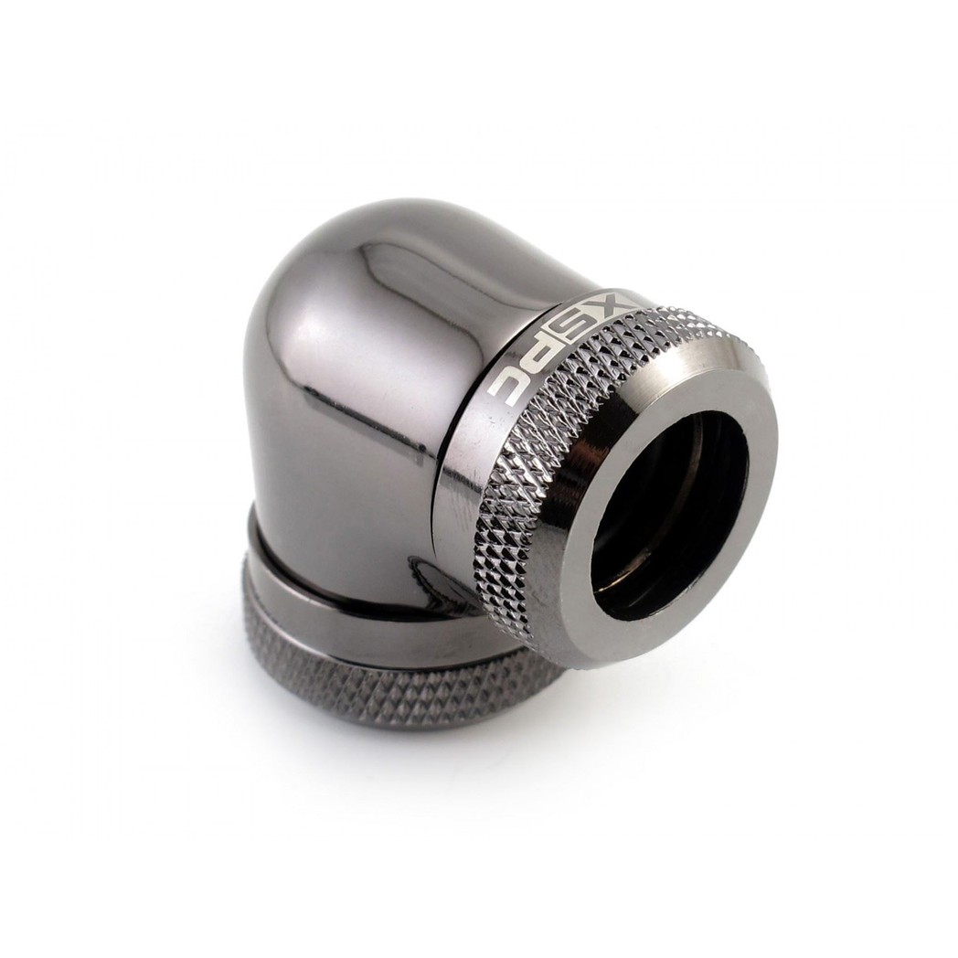 XSPC 14mm Rigid Tubing 90 Elbow Fitting (Black Chrome)