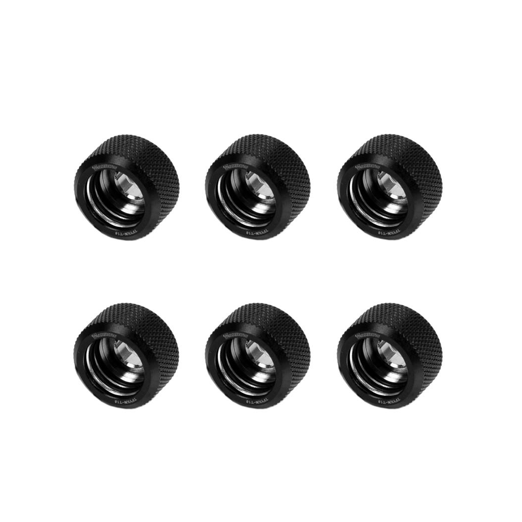 Barrow G1/4 - 16mm OD Twin Seal Hard Tube Compression Fitting - Black (6 Pack)