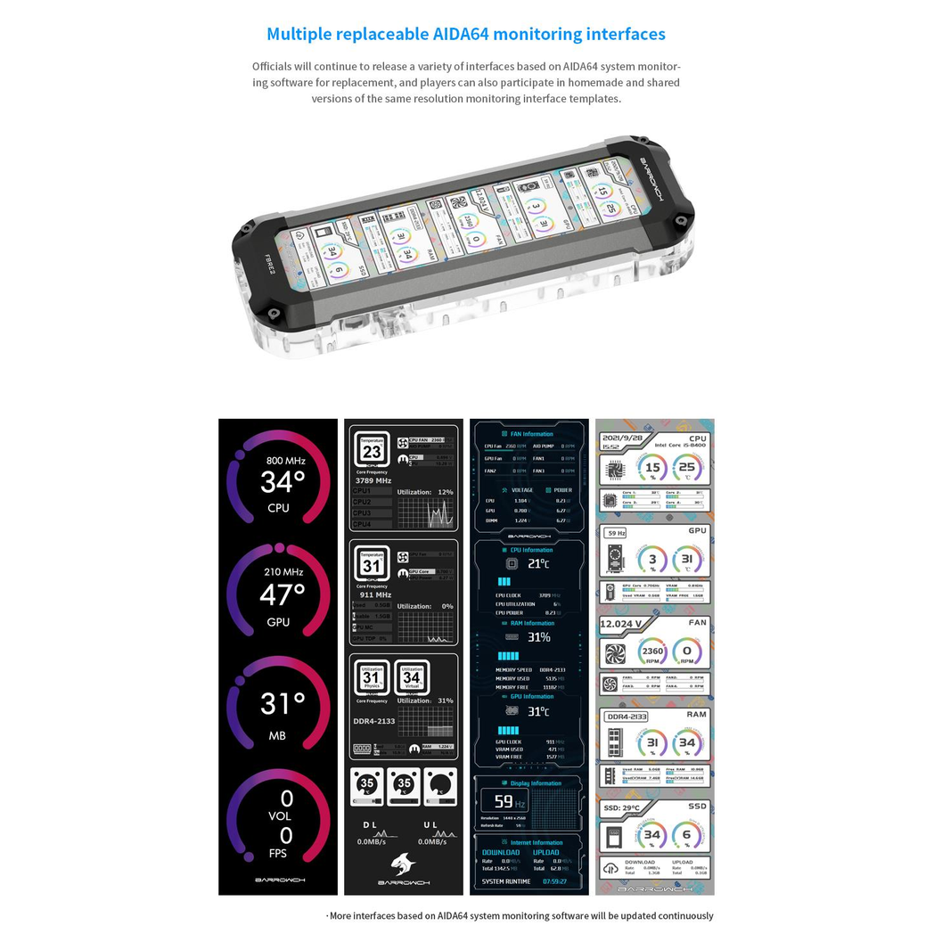 BarrowCH HDMI Reservoir with LCD Display and LRC 2.0 RGB Lighting - Black
