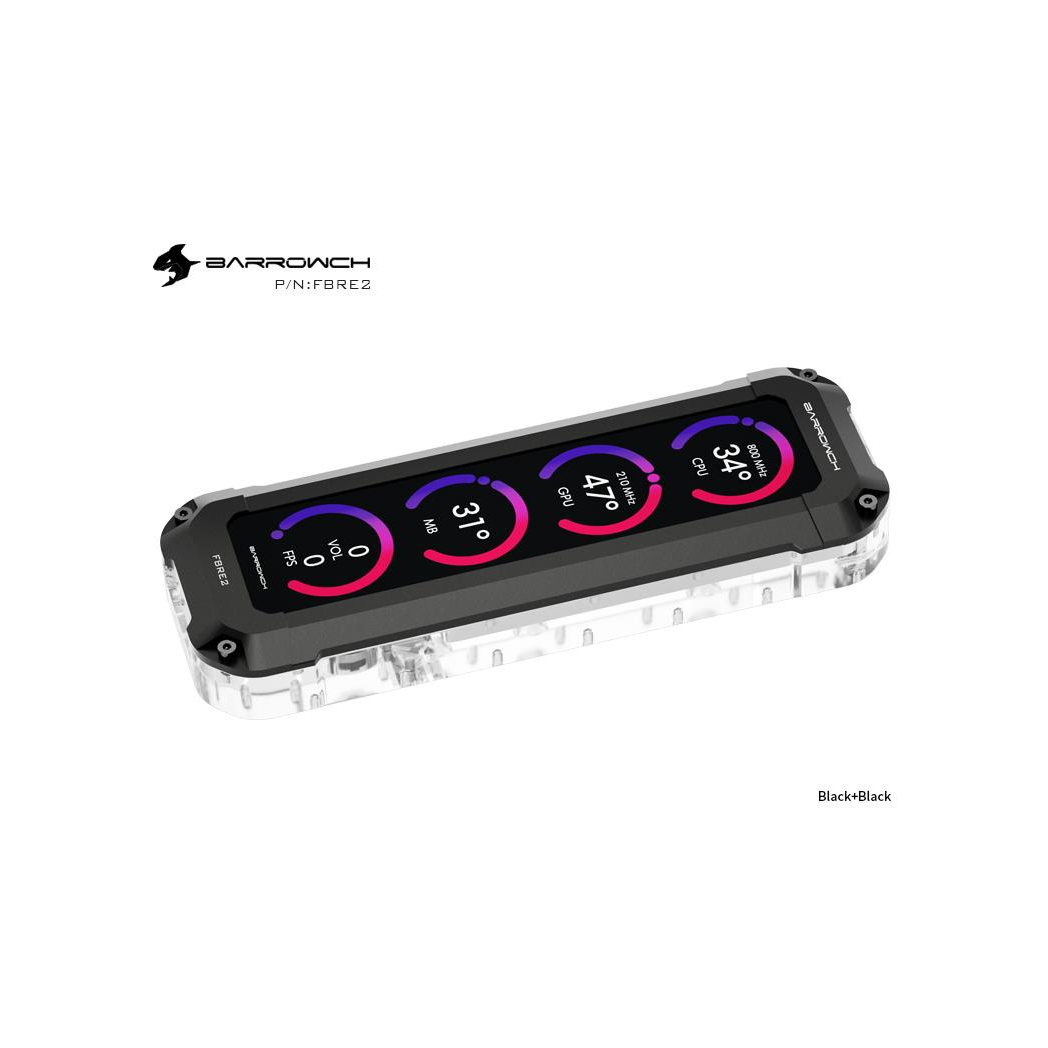 BarrowCH HDMI Reservoir with LCD Display and LRC 2.0 RGB Lighting - Black