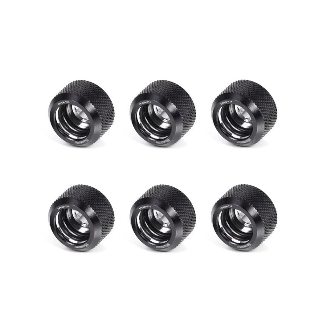 Barrow G1/4 - 14mm OD Twin Seal Hard Tube Compression Fitting - Black (6 Pack)