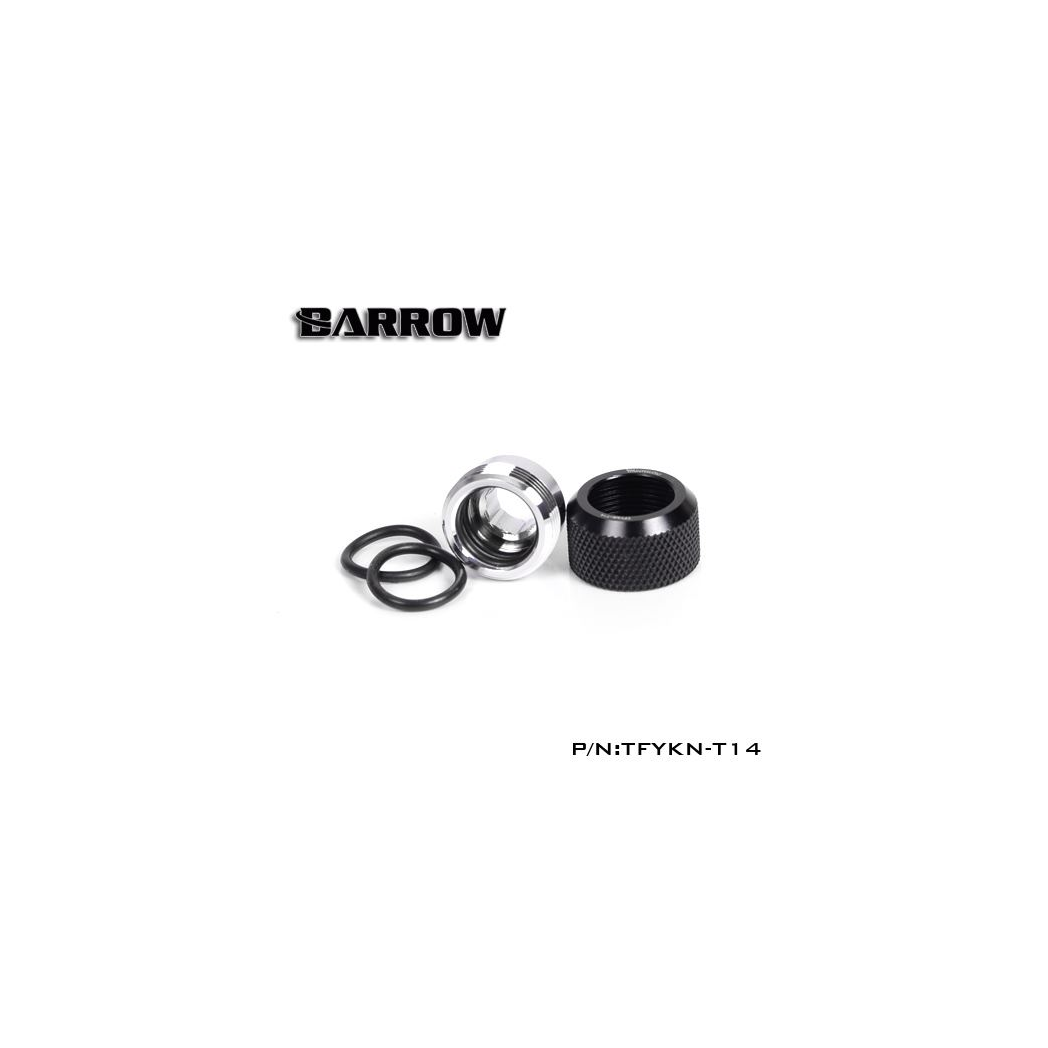Barrow G1/4 - 14mm OD Twin Seal Hard Tube Compression Fitting - Black (6 Pack)