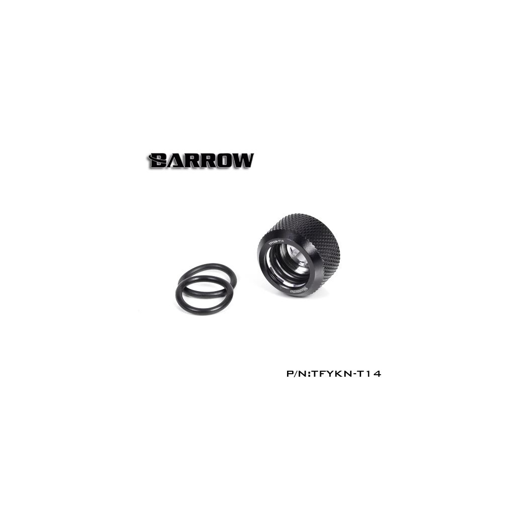 Barrow G1/4 - 14mm OD Twin Seal Hard Tube Compression Fitting - Black (6 Pack)