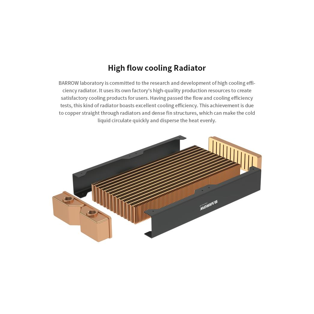 Barrow Dabel-B Series 120mm (1x120) Slim Line Copper Radiator - Black