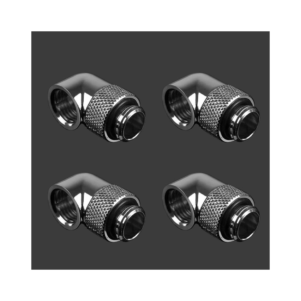 Barrow G1/4 Male Rotary to 90 Degree Female Angle - Shiny Silver (4 Pack)