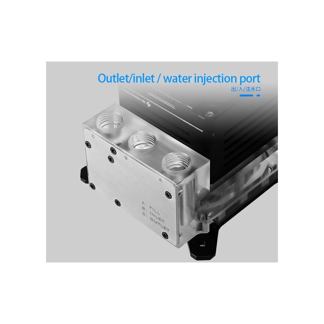BarrowCH OLED CPU Waterblock, LRC 2.0 RGB, Integrated 17W PWM Pump - AMD AM4
