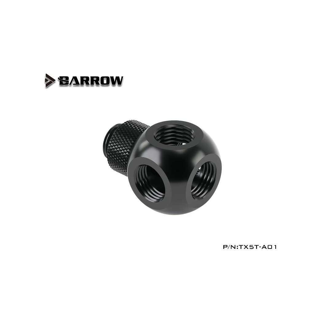 Barrow G1/4 Male Rotary - G1/4 Female 5 Way T-Splitter - Black