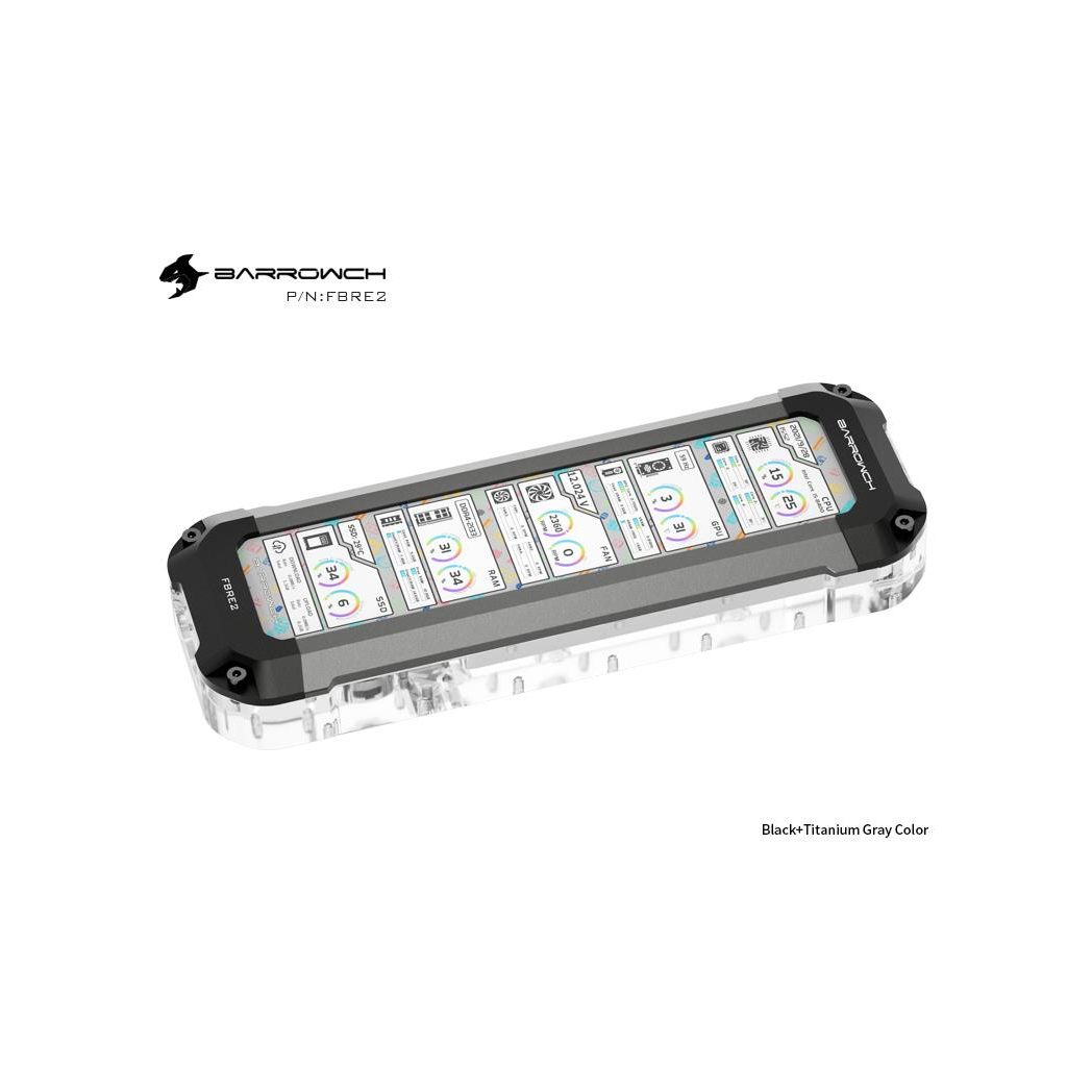 BarrowCH HDMI Reservoir with LCD Display and LRC 2.0 RGB Lighting - Titanium
