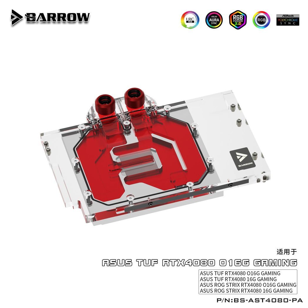 Barrow ASUS TUF / STRIX 4080 Aurora, aRGB Graphics Card Waterblock + Backplate