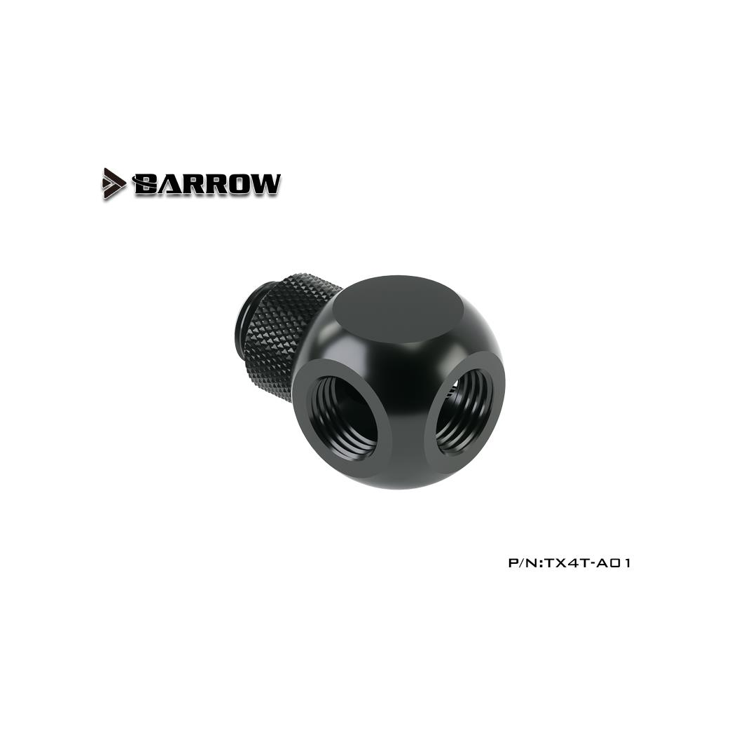 Barrow G1/4 Male Rotary - G1/4 Female 4 Way T-Splitter - Black