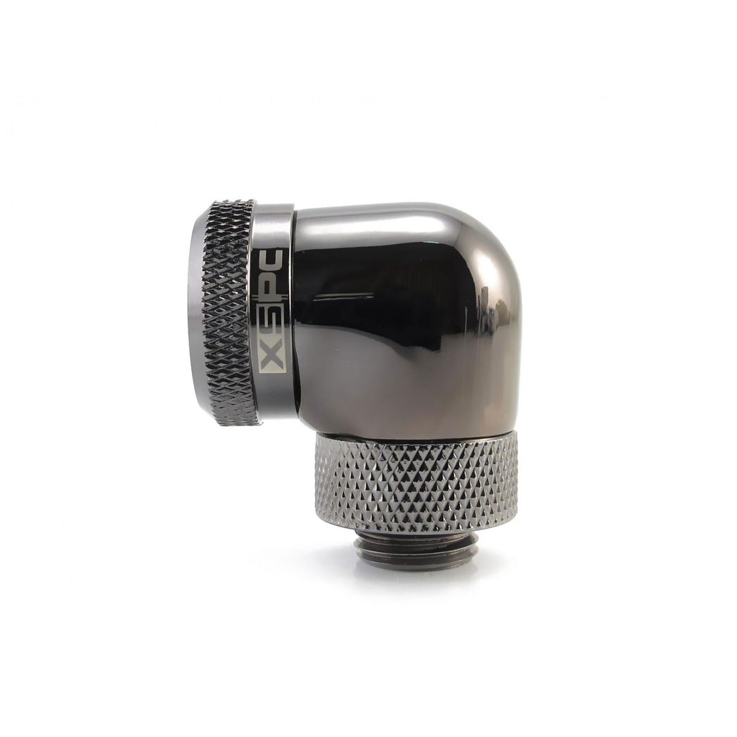 XSPC G1/4 to 14mm Rigid Tubing - 90 Rotary Fitting V2 (Black Chrome)