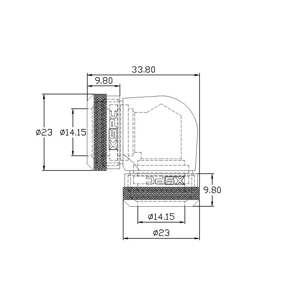 XSPC 14mm Rigid Tubing 90 Elbow Fitting - Chrome