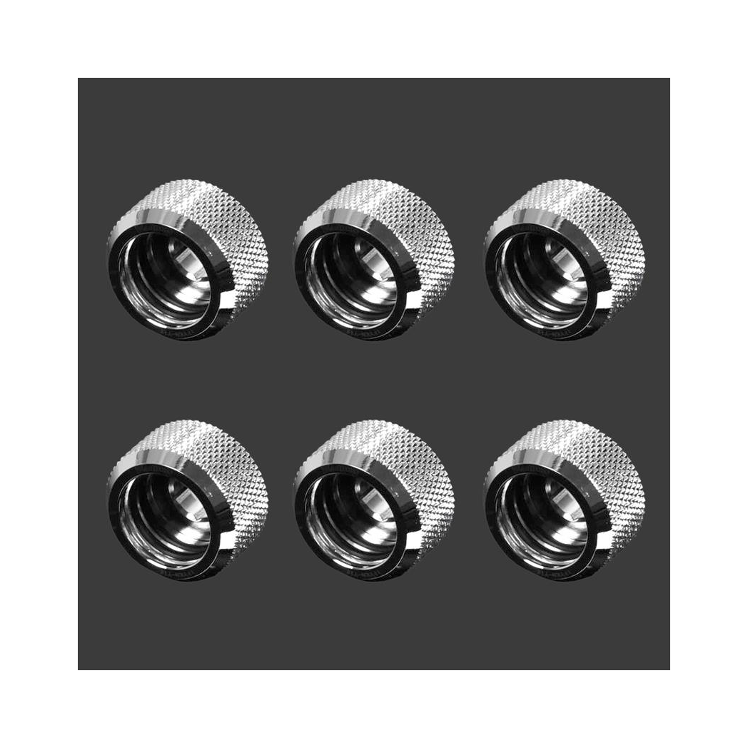 Barrow G1/4 - 14mm OD Twin Seal Hard Tube Fitting - Shiny Silver (6 Pack)
