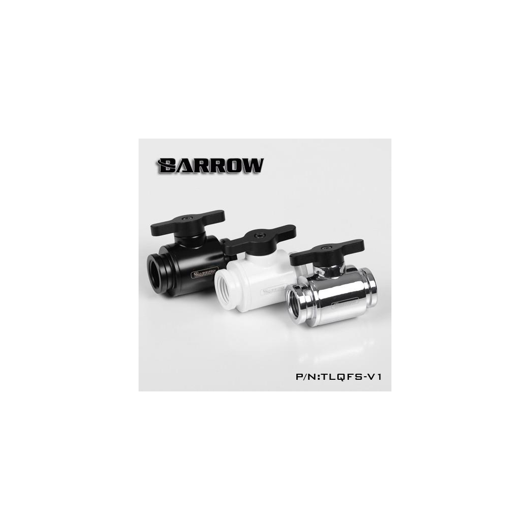 Barrow G1/4 Mini Ball Valve, Black Handle - Shiny Silver