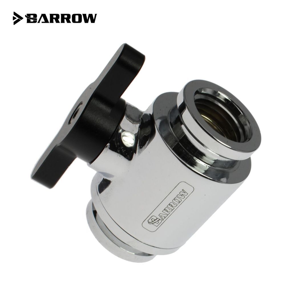 Barrow G1/4 Mini Ball Valve, Black Handle - Shiny Silver