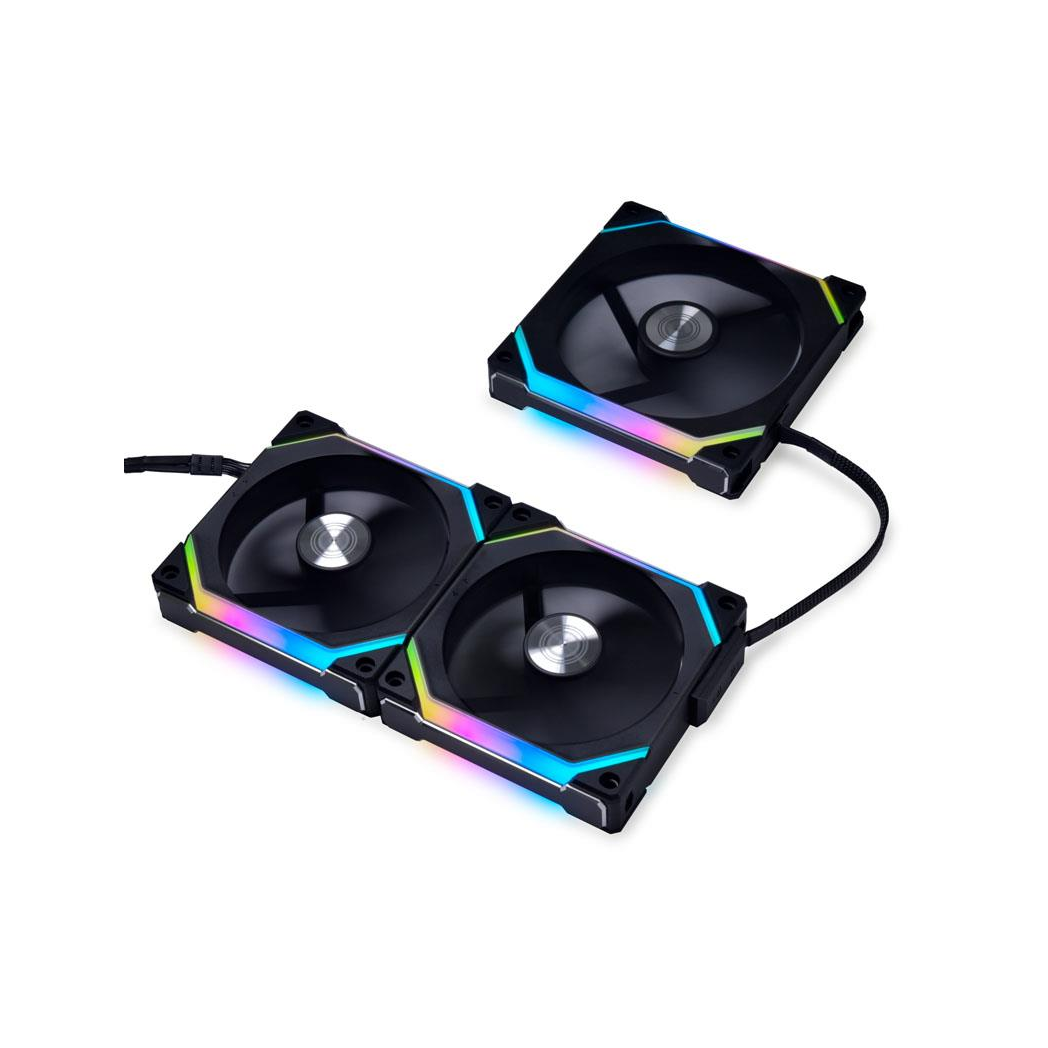 Lian Li UNI FAN SL120 V2 RGB PWM Fan, Triple-pack w/ Controller - 120mm, black