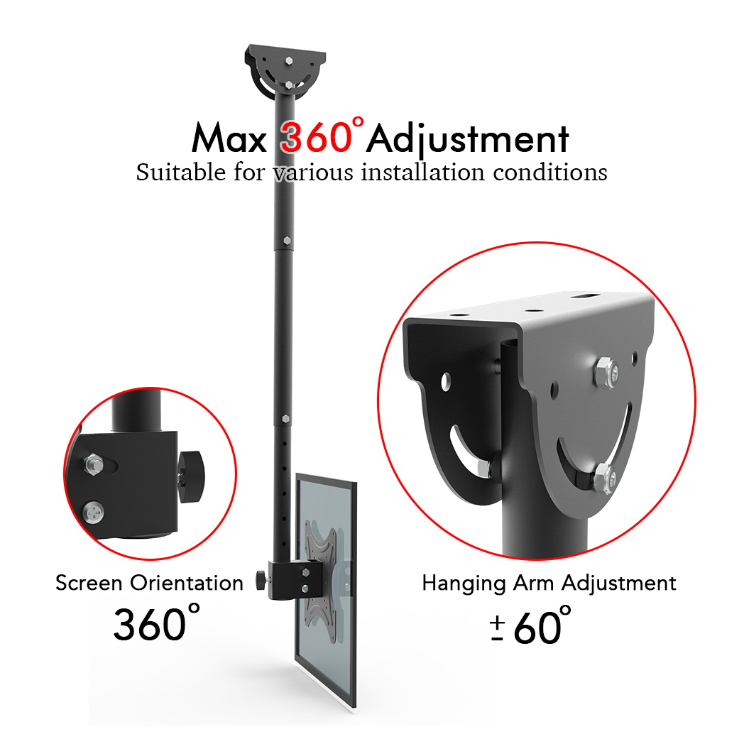 TMC-7004 Ceiling Mount TV Wall Bracket Roof Rack Pole Retractable For 32"-55" Flat Screen