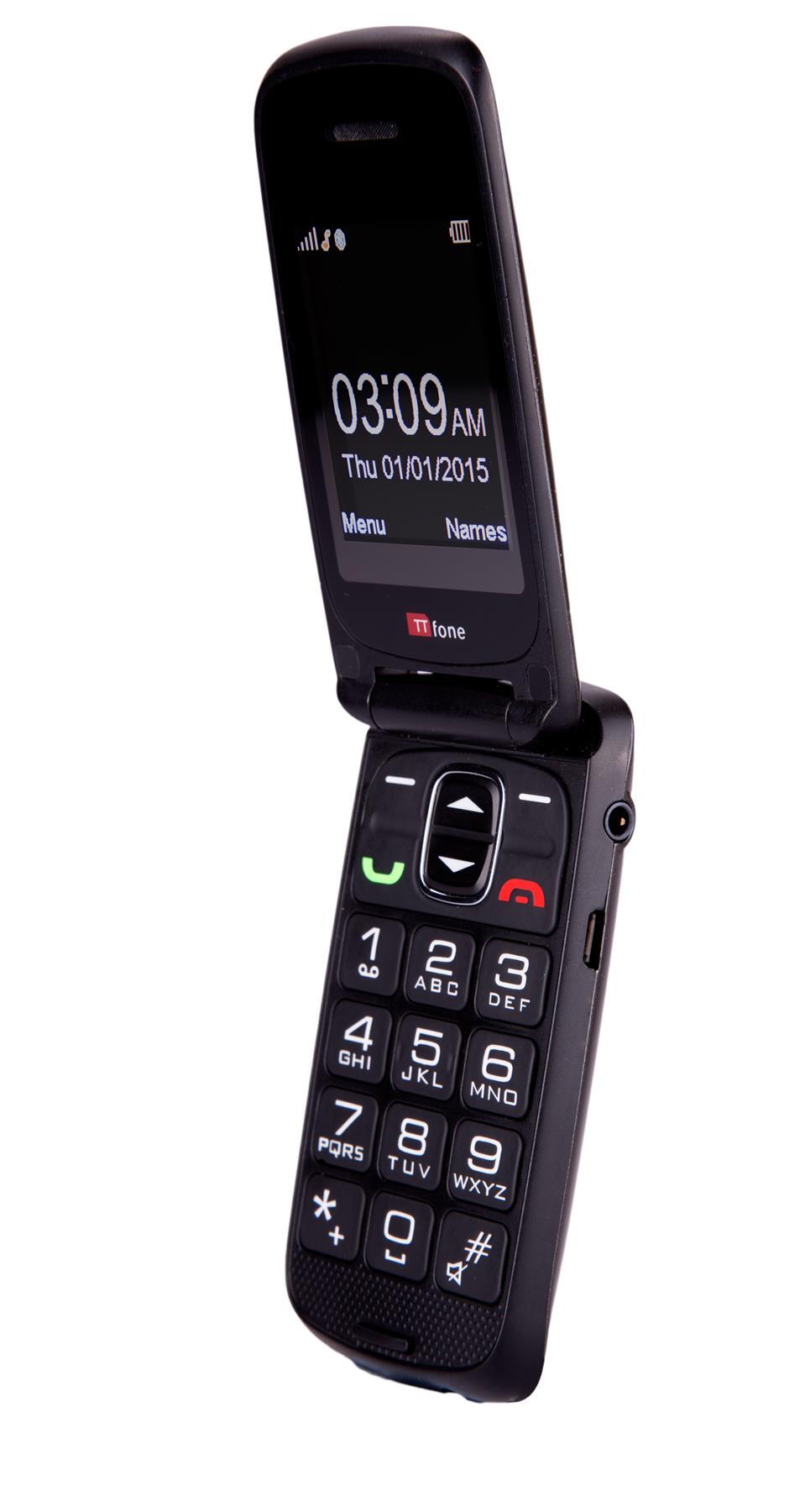 TTfone TT300 Star RED Flip Folding Big Button Senior SOS Emergency Button Mobile Phone with Vodafone PAYG Sim Card