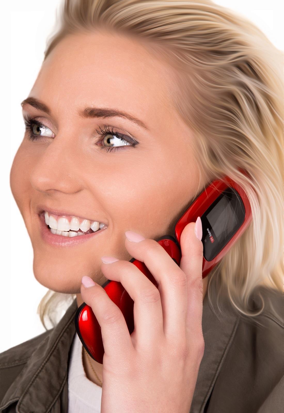 TTfone TT750 Lunar RED Flip Folding Dual Screen Big Button Mobile Phone with Dock Charger and Vodafone Sim Card