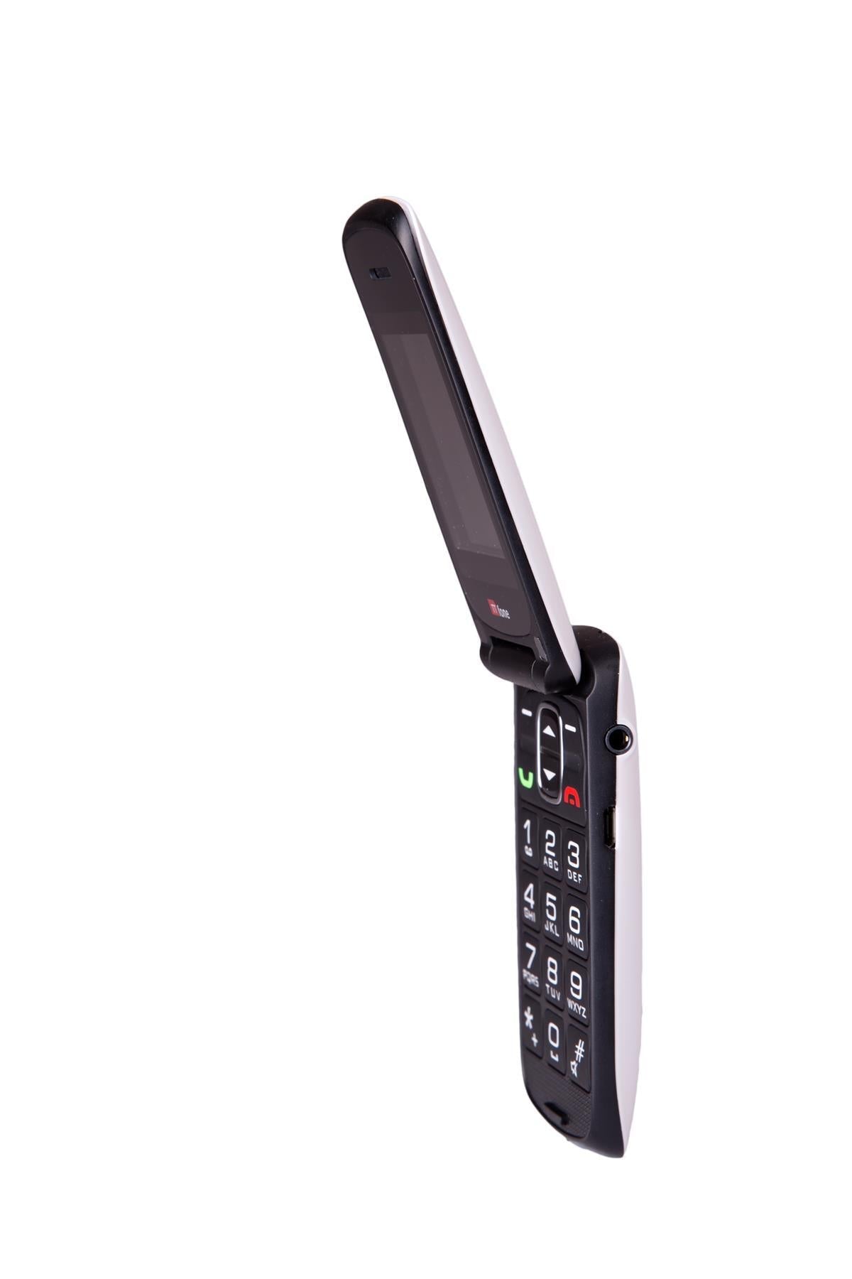 TTfone TT300 Star WHITE Flip Folding Big Button Senior SOS Emergency Button Mobile Phone with Vodafone PAYG Sim Card