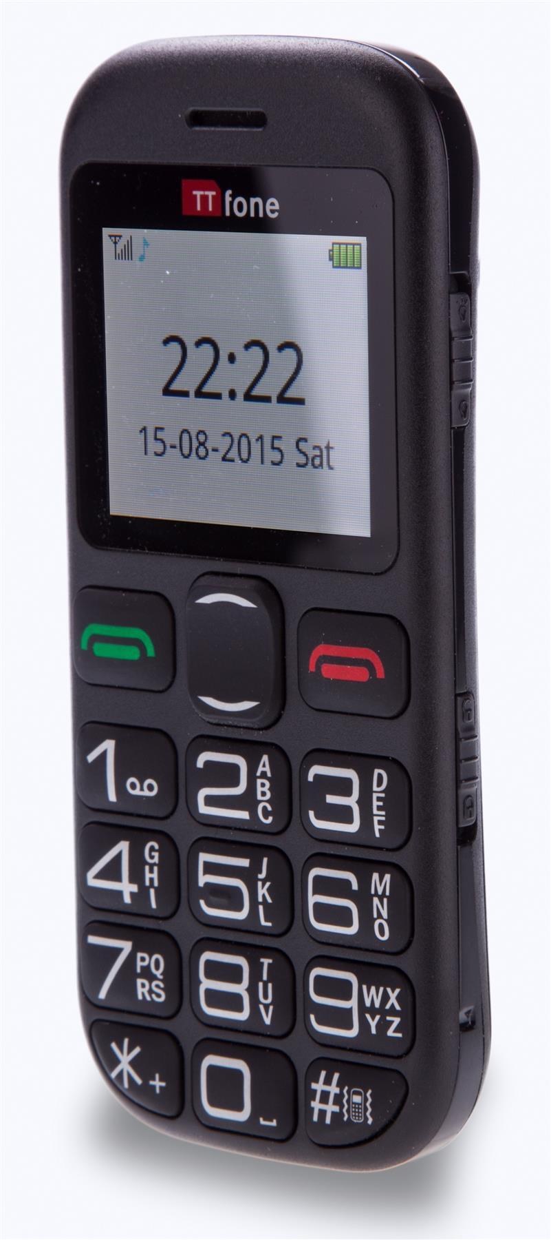 TTfone TT850 Jupiter 2 Senior Mobile Phone Big Buttons, Dock Charger CB4 Nylon Case Vodafone PAYG Sim Card
