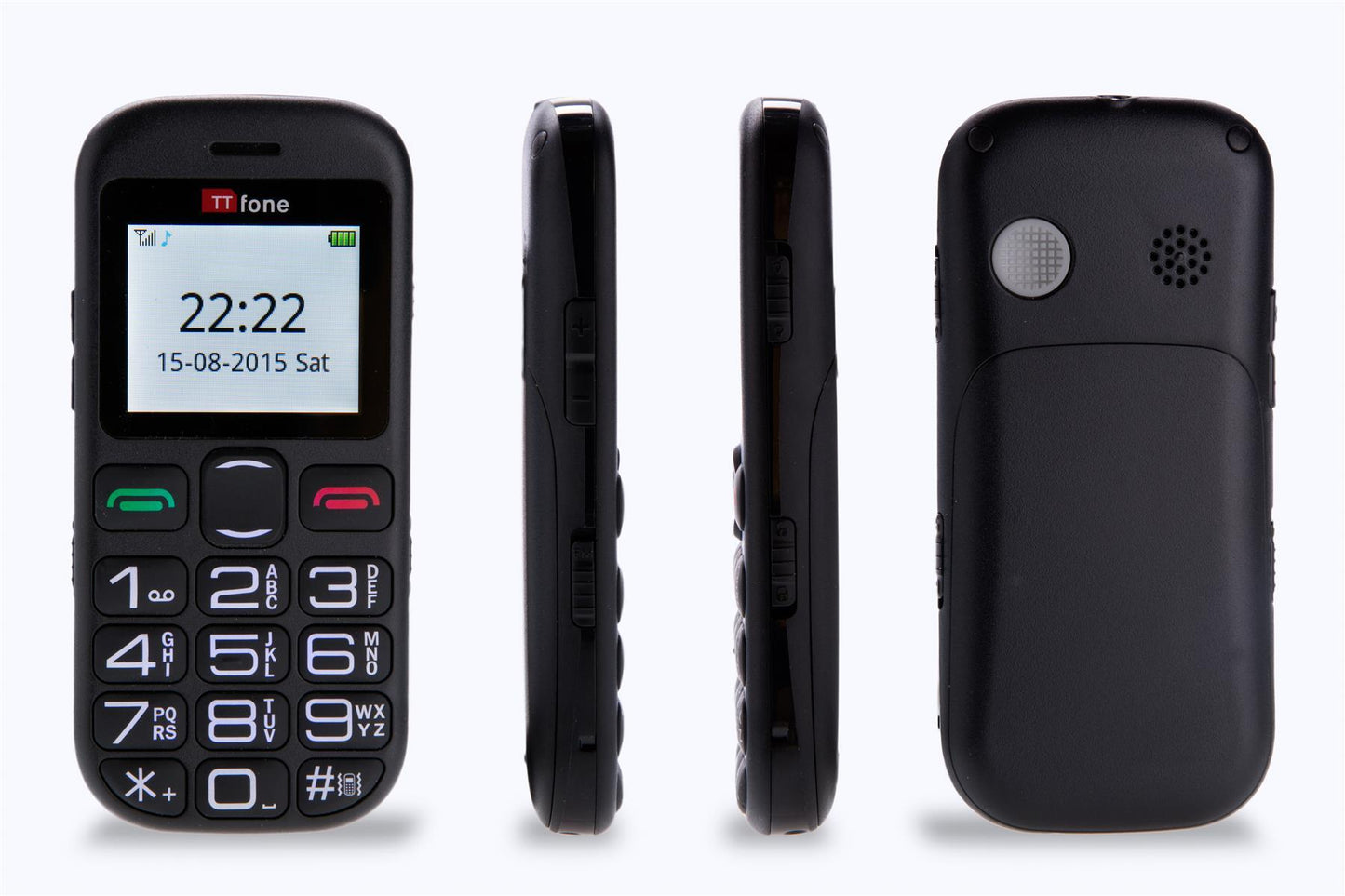 TTfone TT850 Jupiter 2 Senior Mobile Phone Big Buttons, Dock Charger CB4 Nylon Case Vodafone PAYG Sim Card