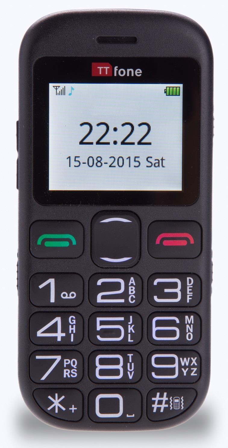 TTfone TT850 Jupiter 2 Senior Mobile Phone Big Buttons, Dock Charger CB4 Nylon Case Vodafone PAYG Sim Card