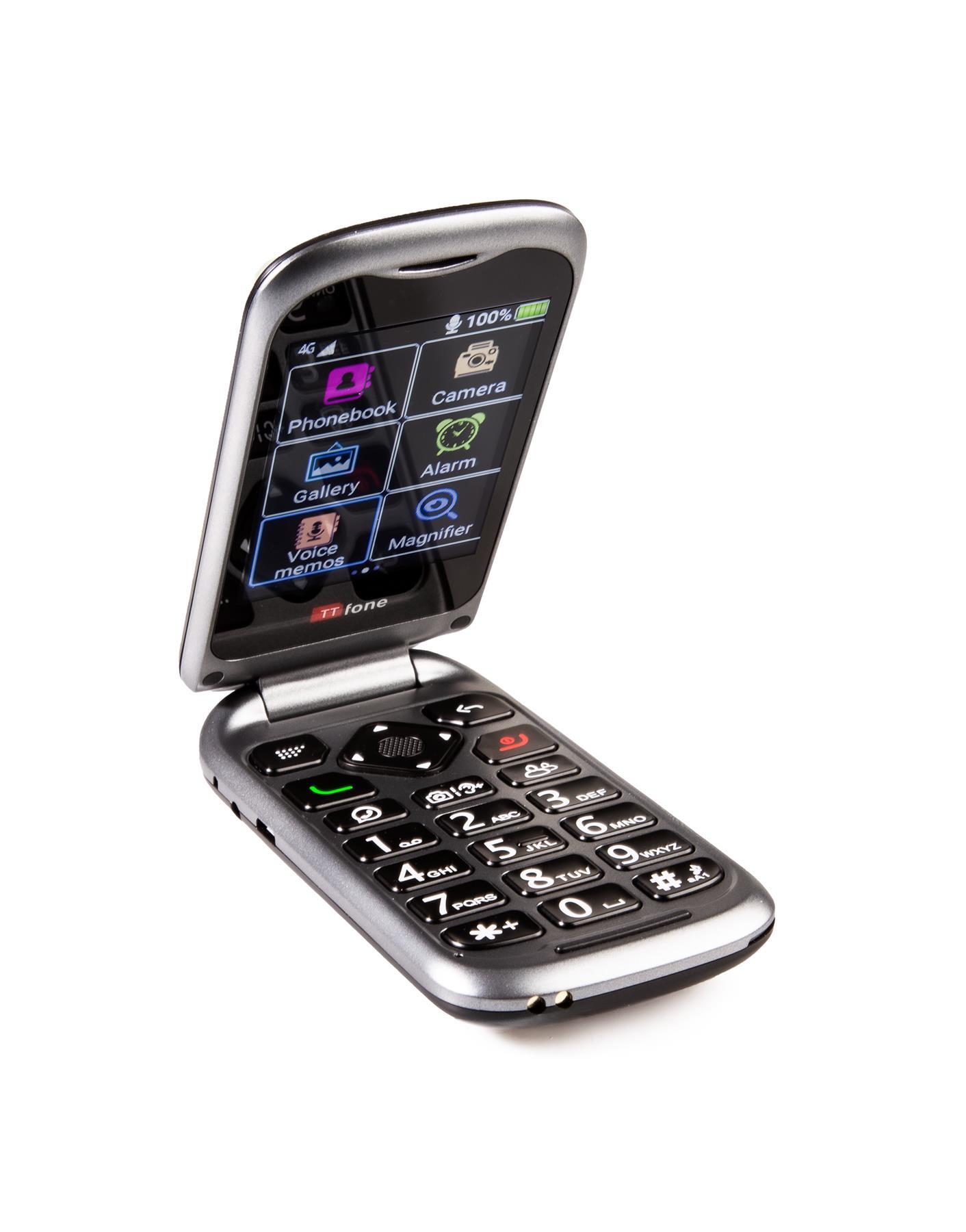TTfone TT970 4G Whatsapp Touchscreen Senior Big Button Flip Mobile Phone - Dock Charger, Lanyard