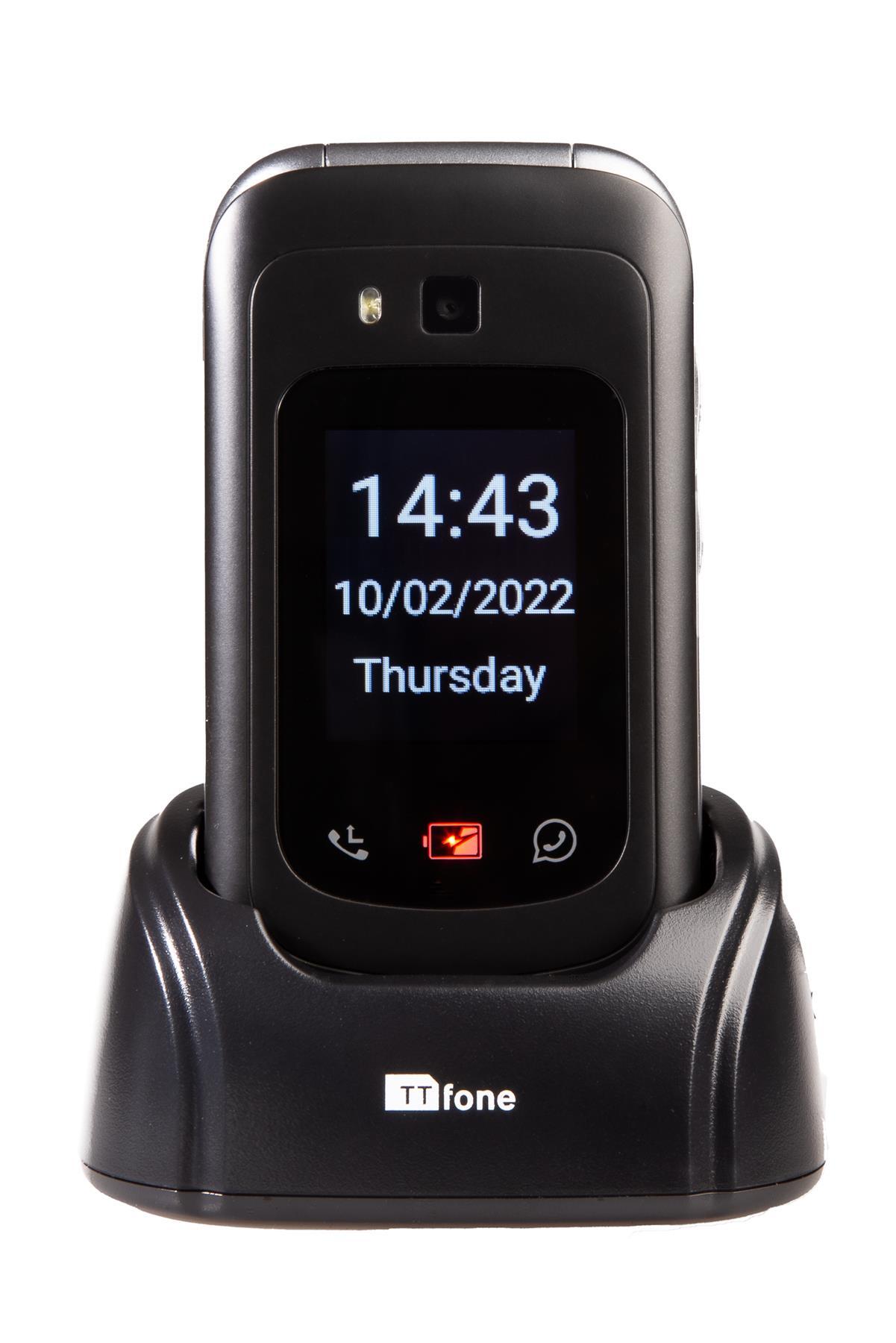 TTfone TT970 4G Whatsapp Touchscreen Senior Big Button Flip Mobile Phone - Dock Charger, Lanyard