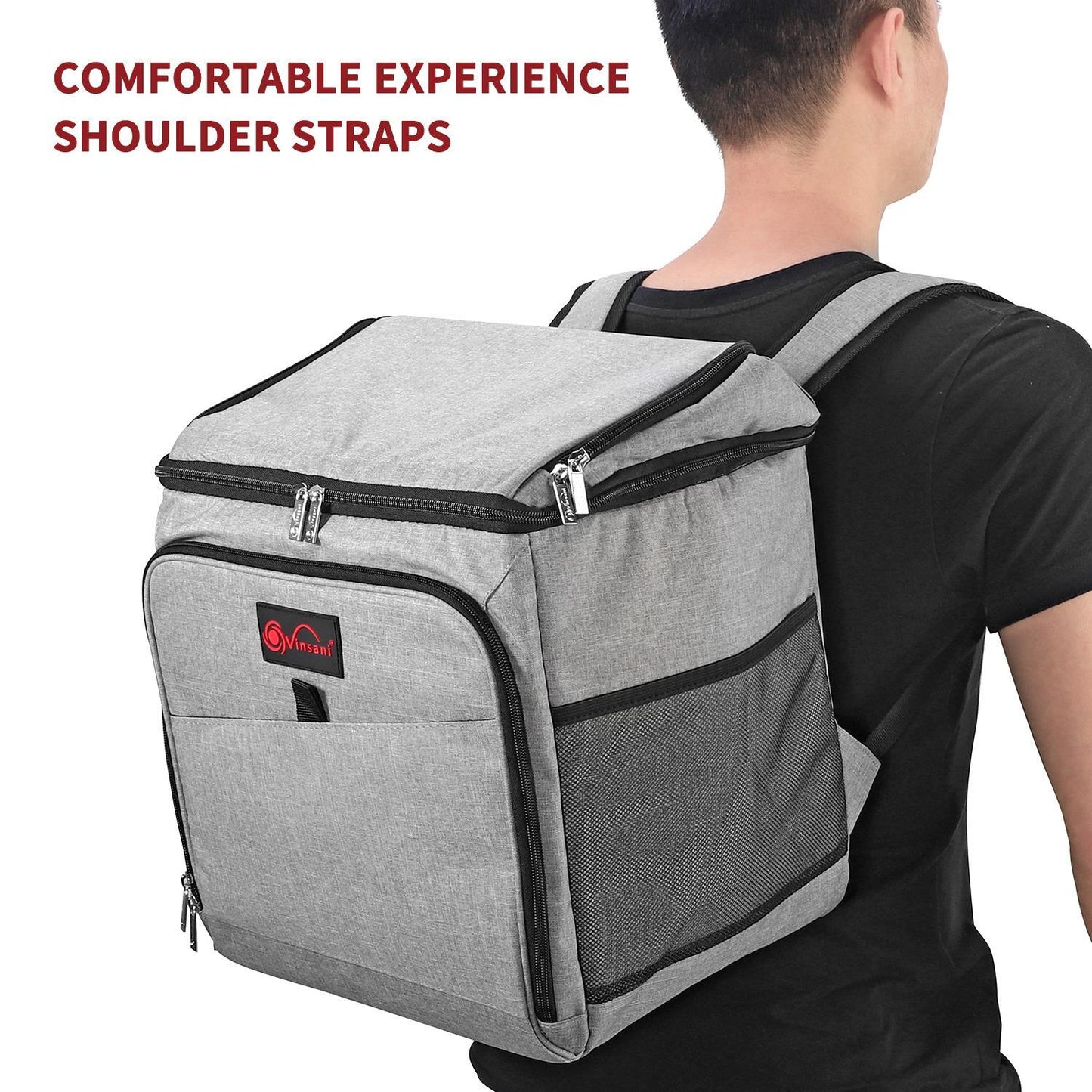 26Lt Grey Backpack Cooler Multi Pocketed Picnic Insulated Bag