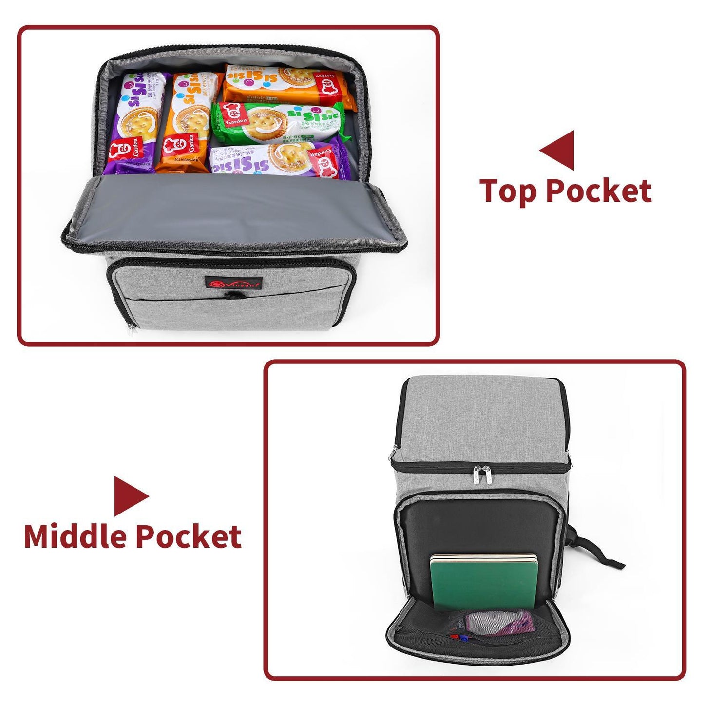 26Lt Grey Backpack Cooler Multi Pocketed Picnic Insulated Bag