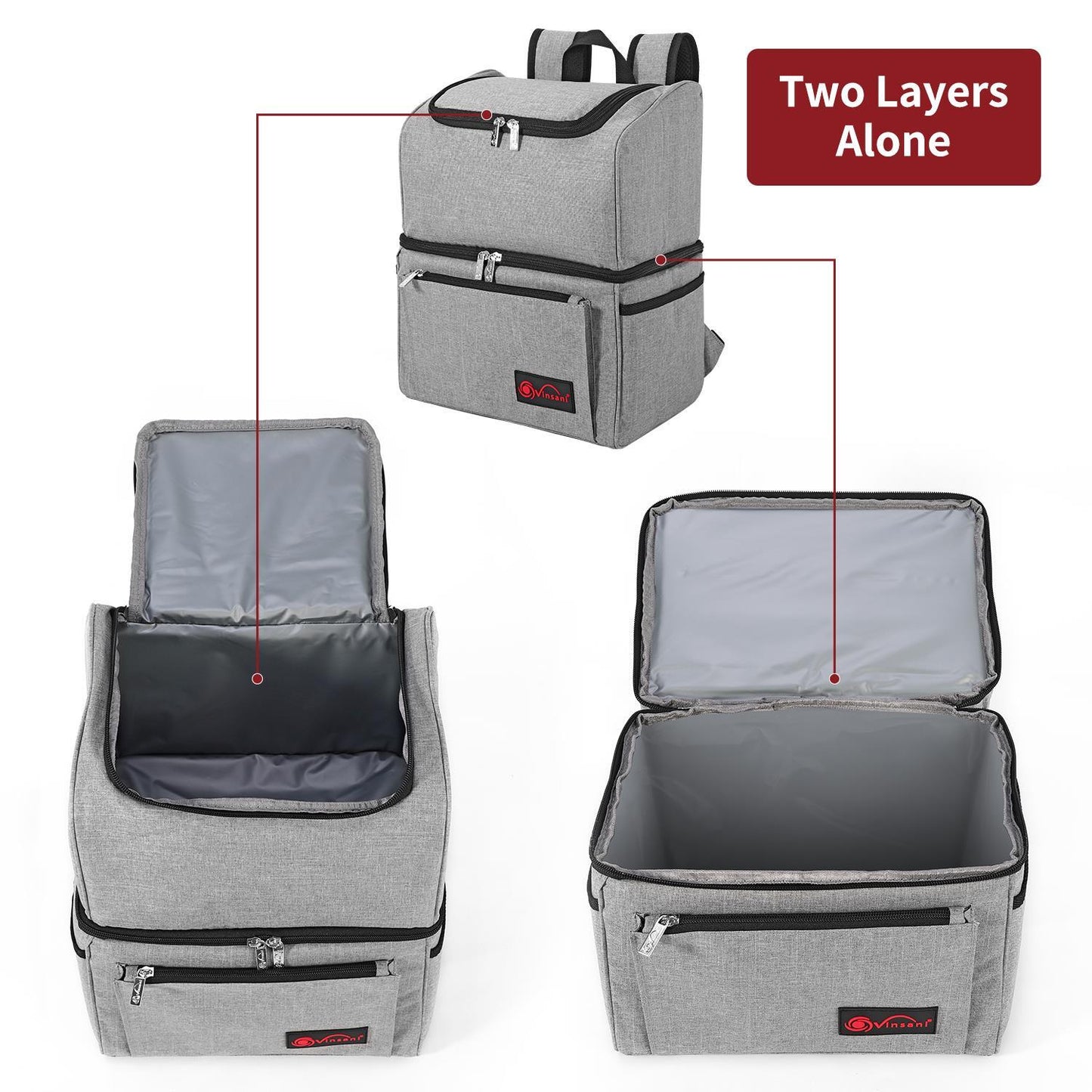 18Lt Grey Backpack Cooler Multi Pocketed Picnic Insulated Bag