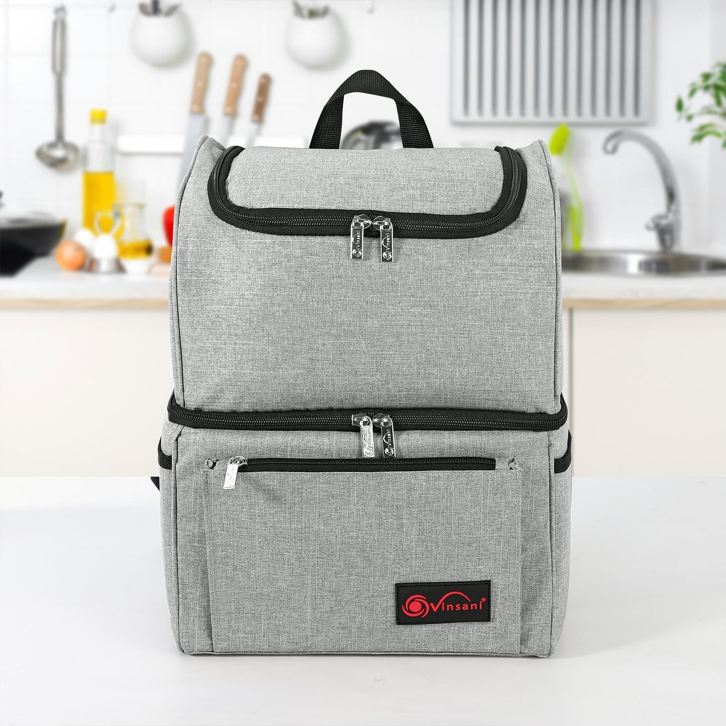 18Lt Grey Backpack Cooler Multi Pocketed Picnic Insulated Bag