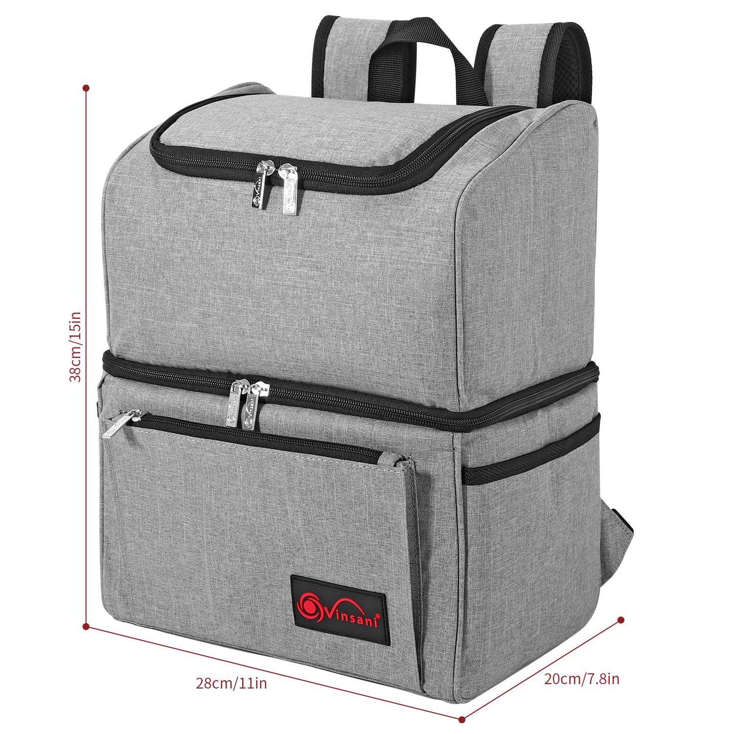 18Lt Grey Backpack Cooler Multi Pocketed Picnic Insulated Bag