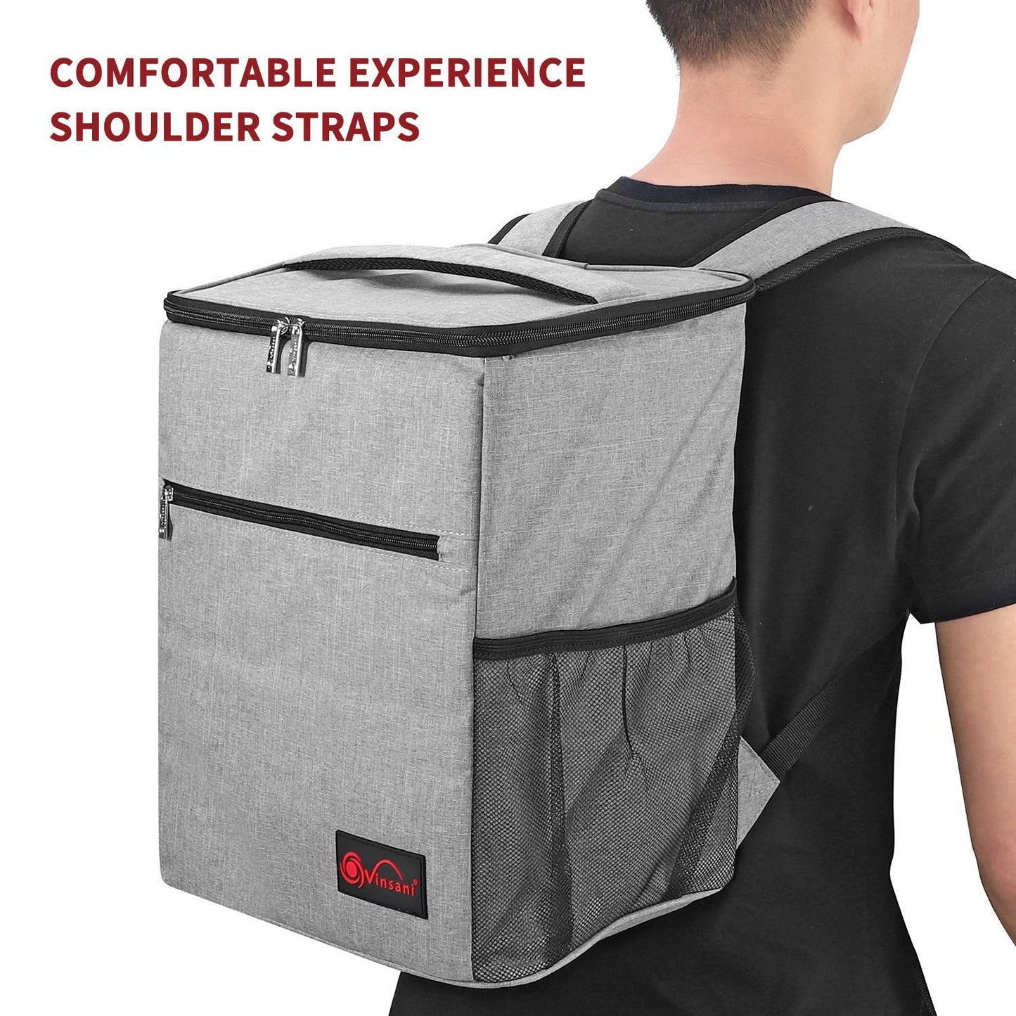 24Lt Grey Backpack Cooler Multi Pocketed Picnic Insulated Bag