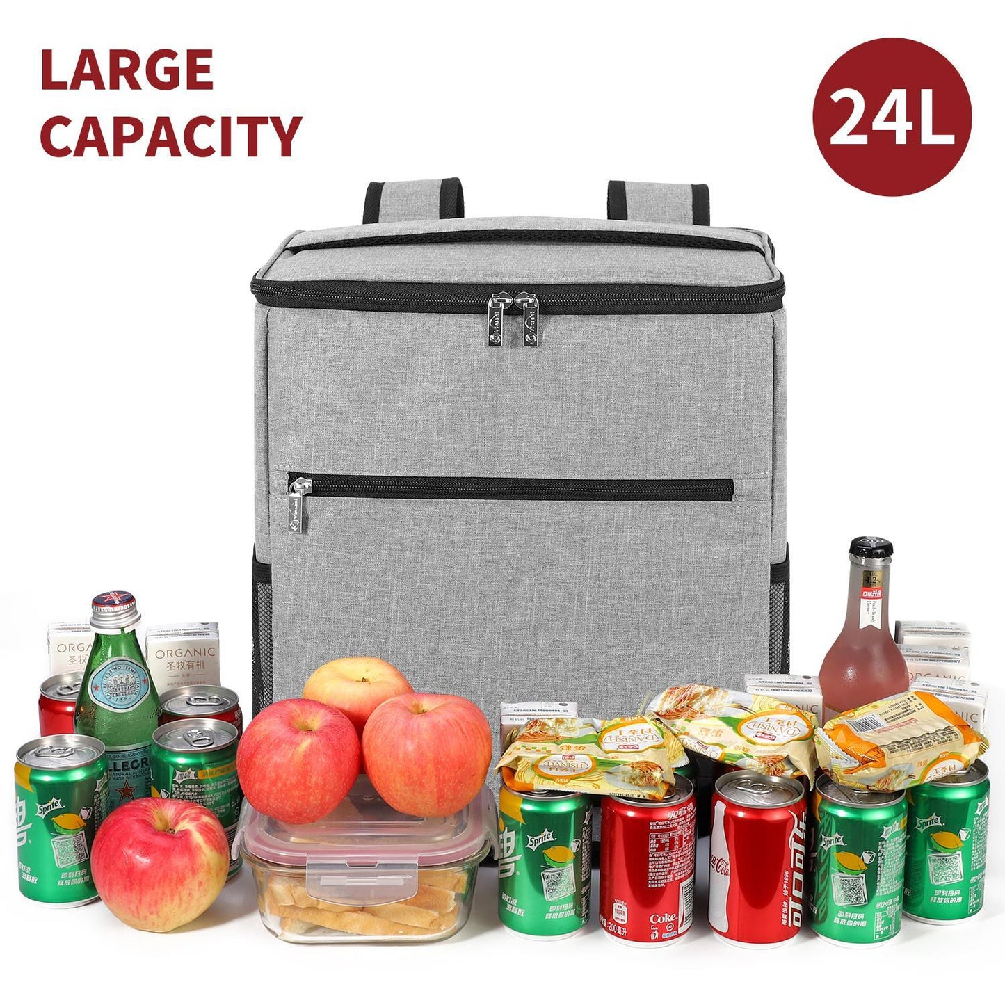 24Lt Grey Backpack Cooler Multi Pocketed Picnic Insulated Bag
