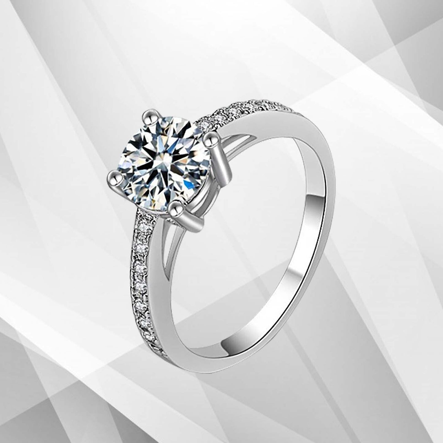 2.50Ct Round Cut CZ Diamond Solitaire Bridal Engagement Ring 9Ct White Gold Over