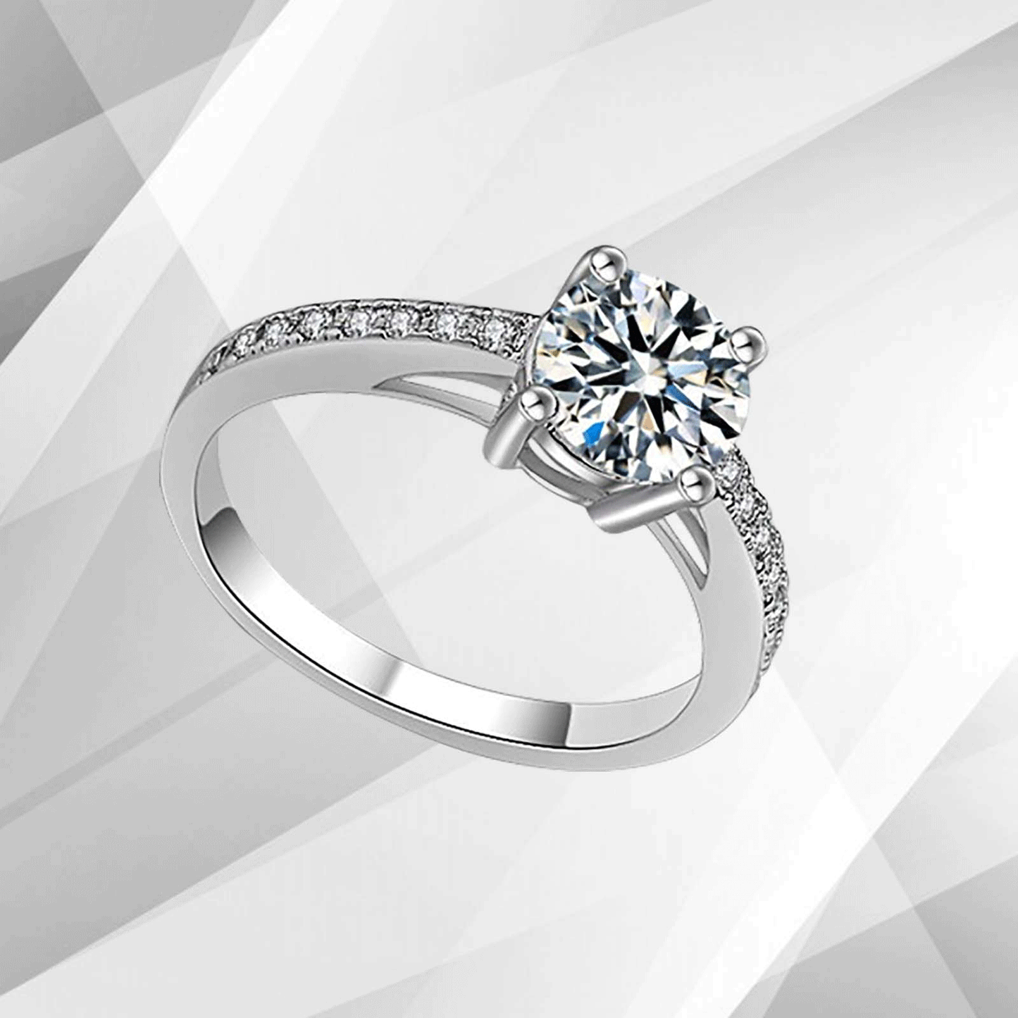 2.50Ct Round Cut CZ Diamond Solitaire Bridal Engagement Ring 9Ct White Gold Over