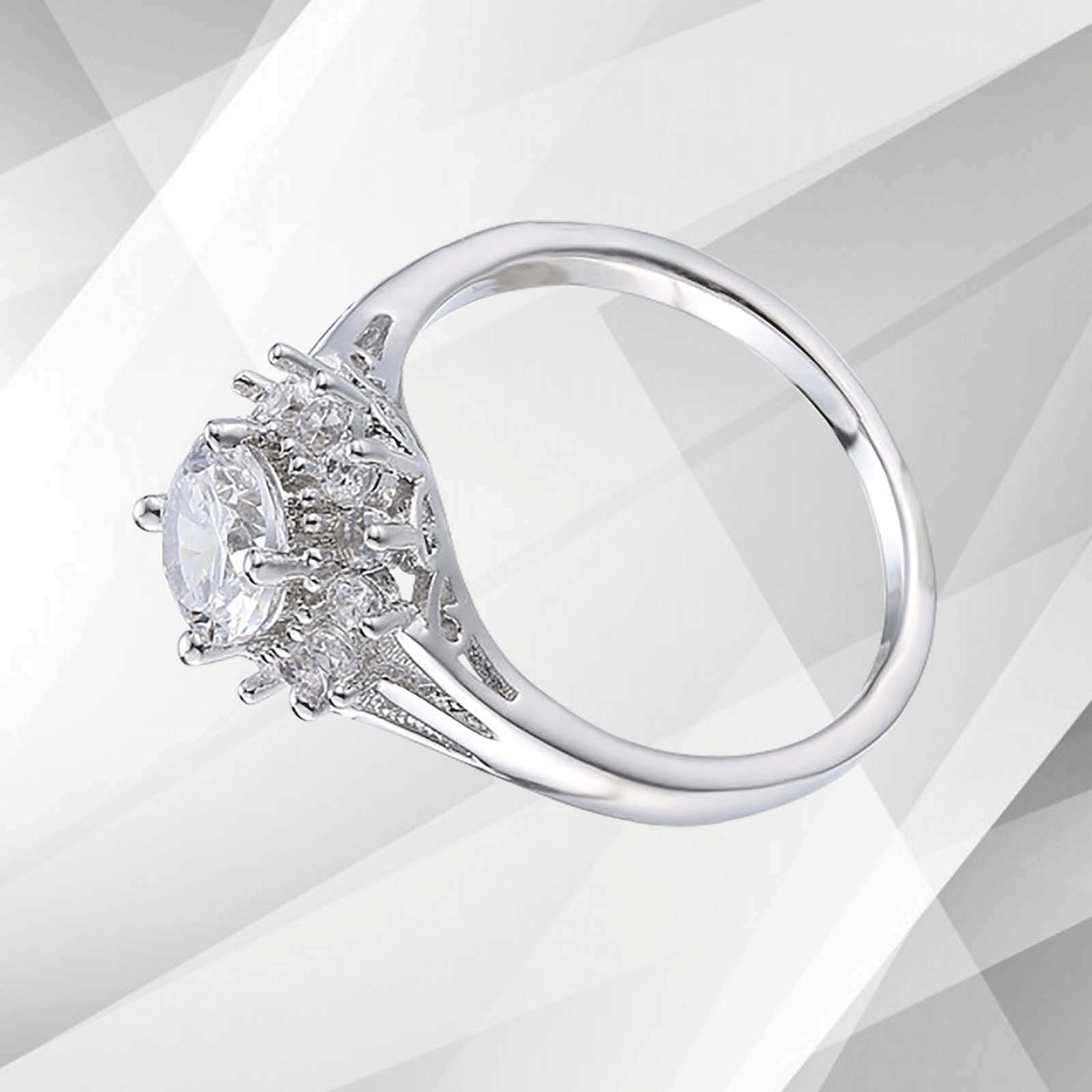 1.8Ct Round-Cut Diamond Cushion Halo Bridal Engagement Ring 18K White Gold Over